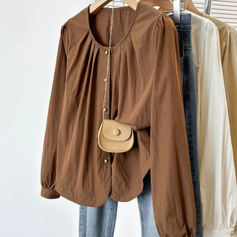 

2025 Spring Gentle Wind Joker French Long Sleeve Shirt Women's Shirt