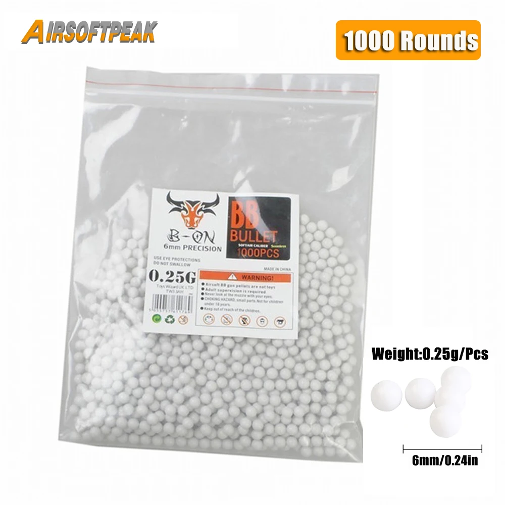 1000 Rounds Airsoft BB Balls Paintballs 6mm BB Strikeball 0.25g BB Bullets For CS War Games Combat Shooting Hunting Accessories