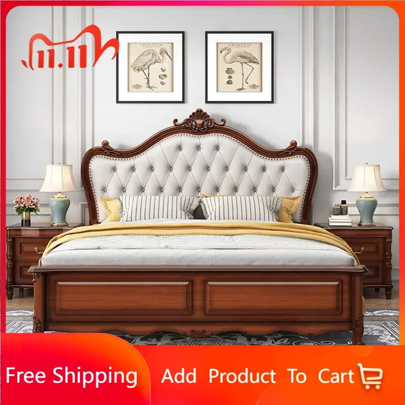 

European Luxury Double Bed Headboard Glamorous Safe Platform Twin Bed Frame Headboard Sleeping Letto Matrimoniale Furniture