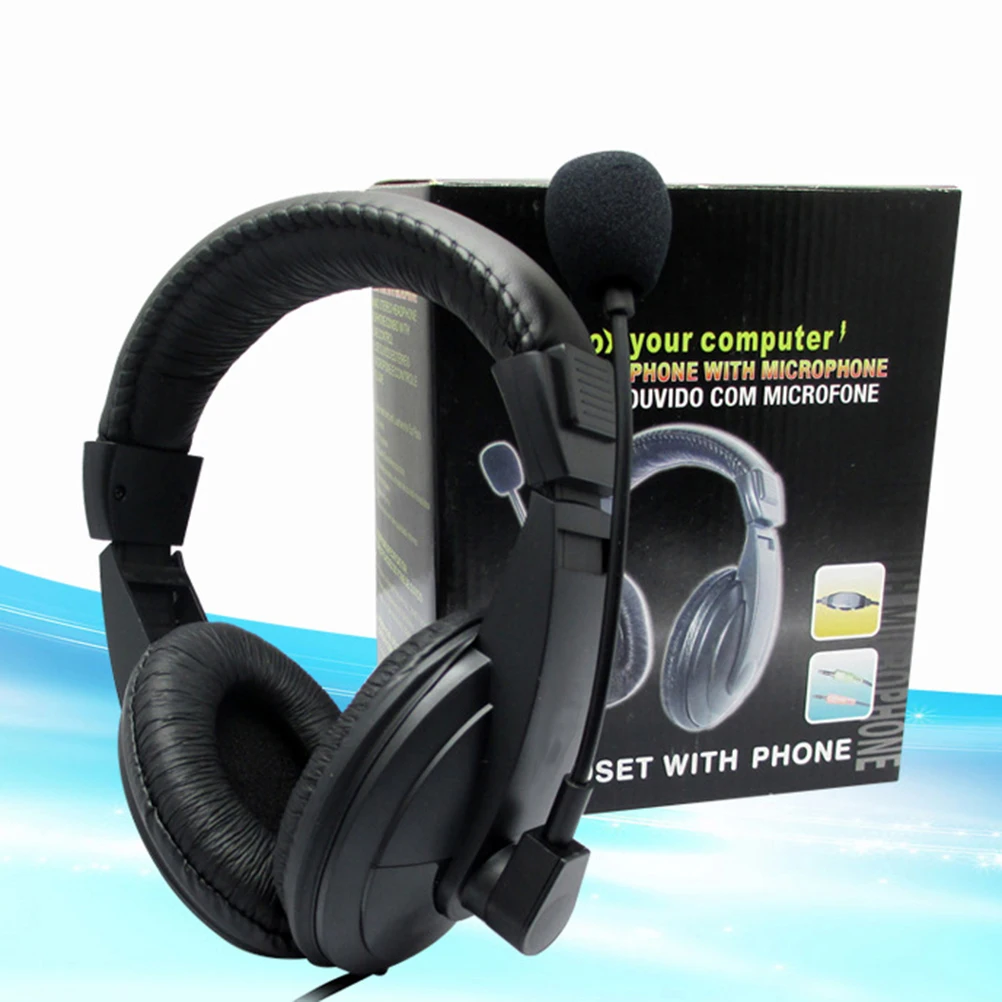

3.5mm Headset Game Headset Black Stereo Headphone for Pc Laptop Adjustable Microphone Chat Music 3.5mm Stereo Headphone