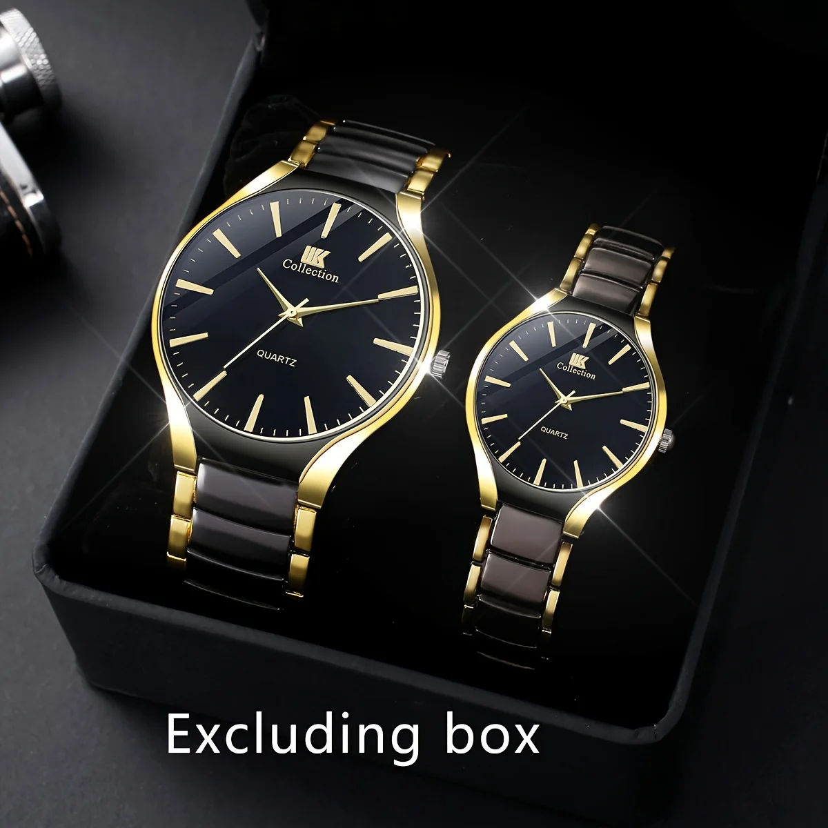 Golden Black Classic Business Black Dial Men And Women's Quartz Watch Couple Set