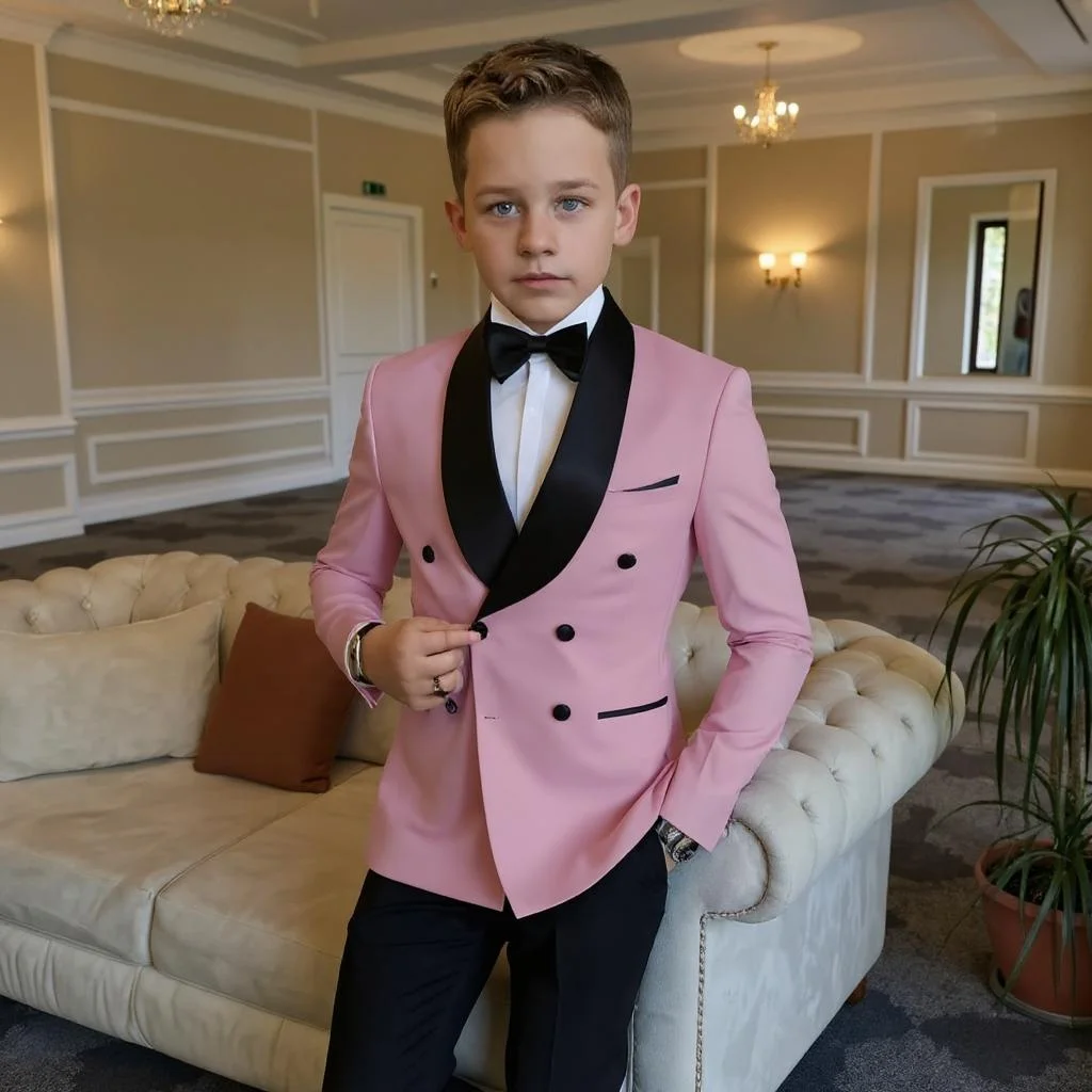 

Double Breasted Wedding Kids Suit for Boys 3-16 Years Old 2 Pieces Children Tuxedo for Graduation Ceremony Birthday Party