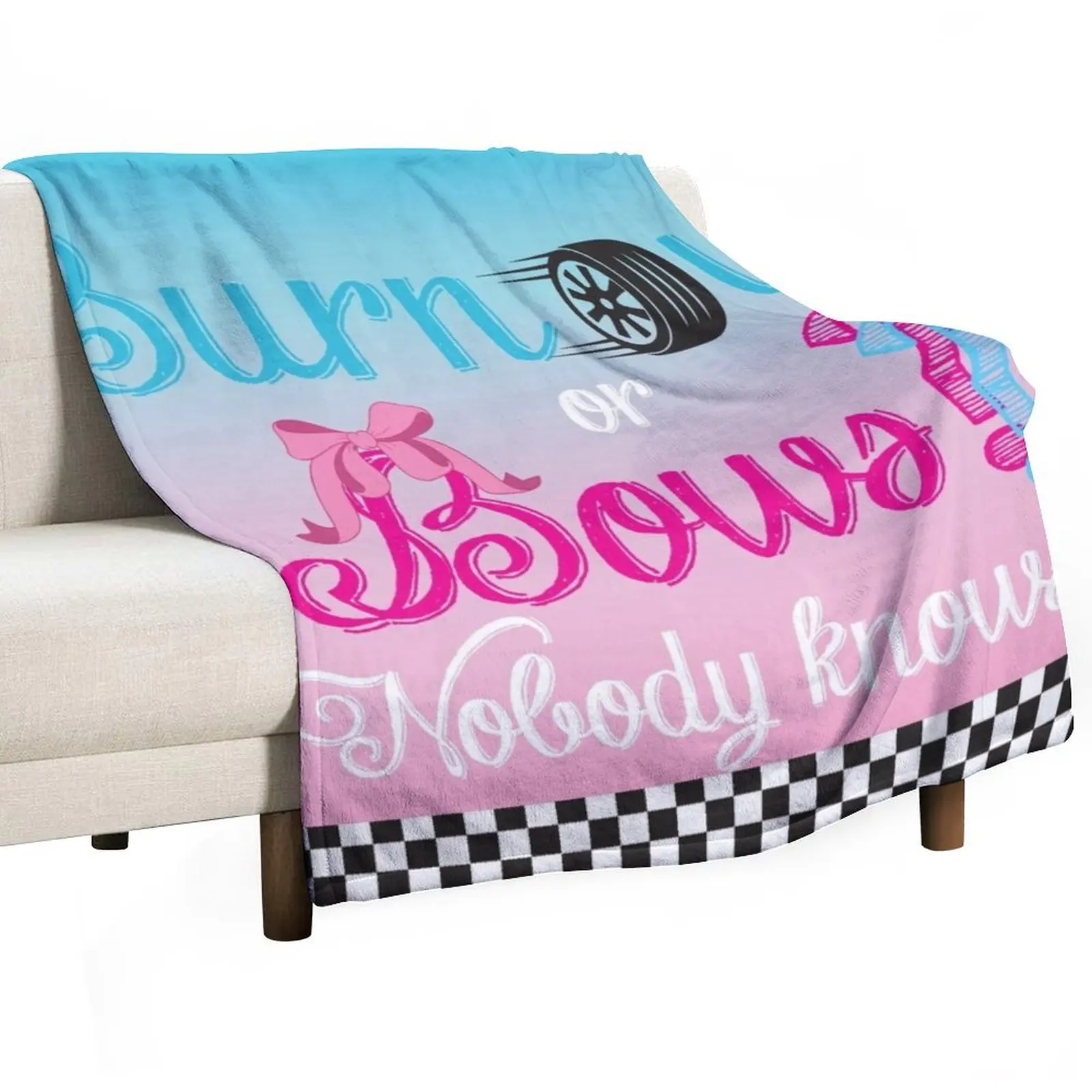 

burnouts or bows gender reveal, party backdrop banner Throw Blanket Beautifuls Bed Fashionable Loose Tourist Blankets