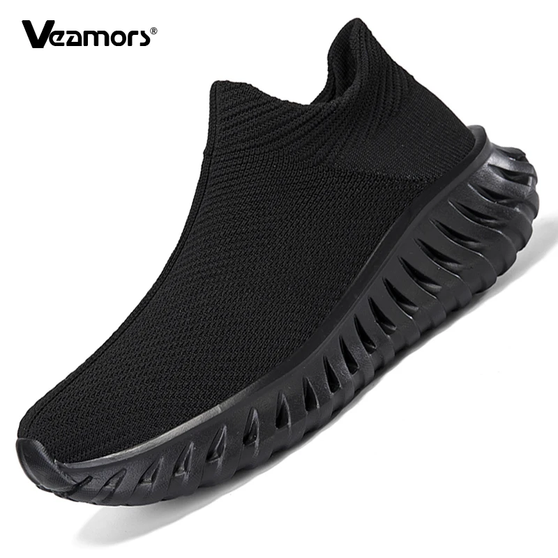 Breathable Knitted Walking Shoes for Men Women Fashion Slip-on Socks Footwear Lightweight Soft Sole Casual Sneakers
