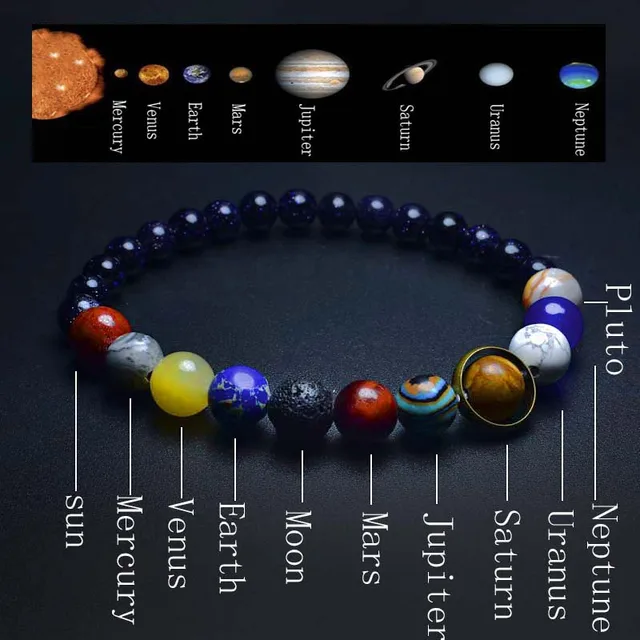 Unikalna bransoletka z ośmioma planetami Homme kobieta 6mm 8mm naturalna skała wulkaniczna bransoletka Lapis Lazuli zroszony Brazalete bransoletka czakry
