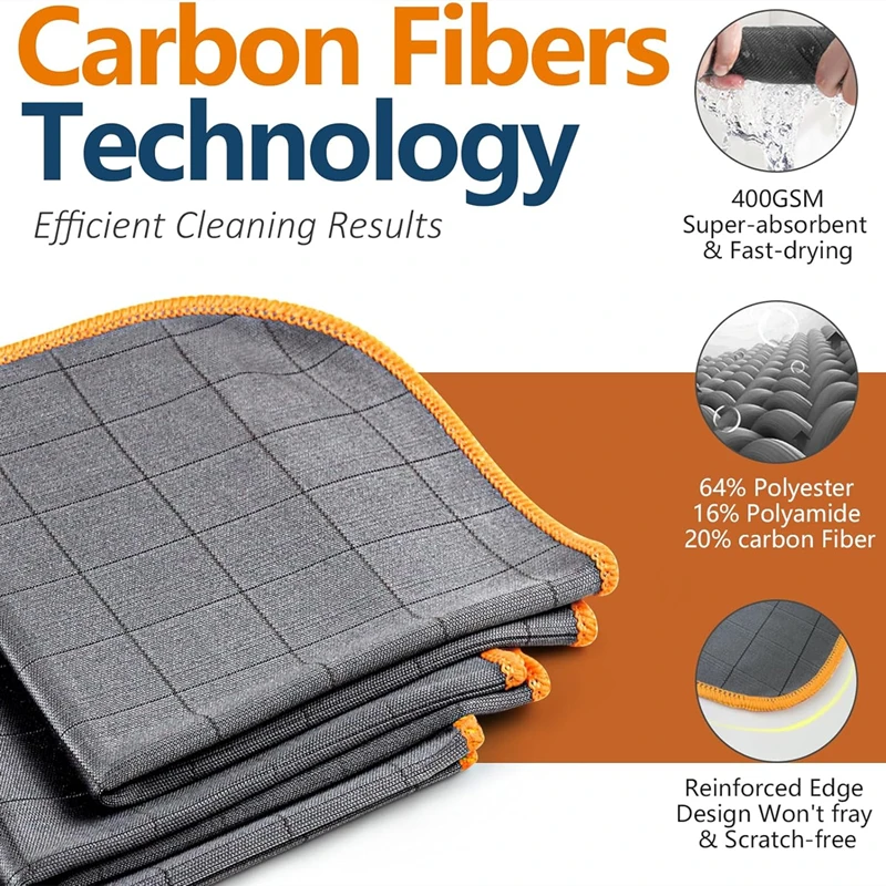Carbon Microfiber Cleaning Cloth Lint Free Reusable Kitchen Dish Cloth Glass Window Polishing Streak Free Miracle Easy Clean Rag