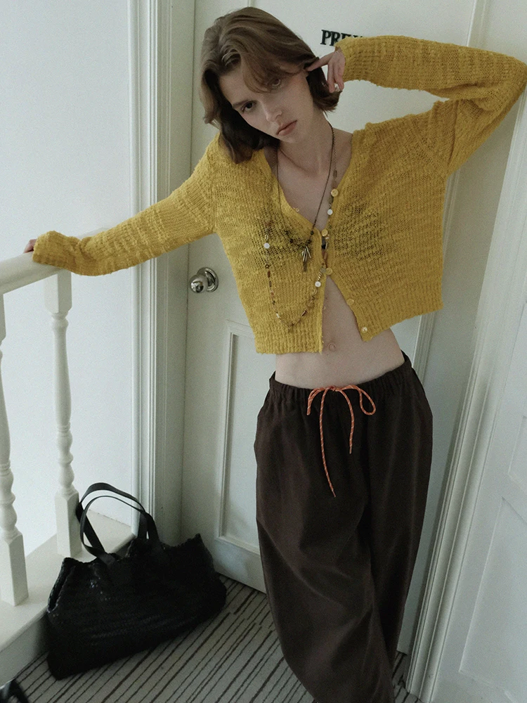 RORIRI السراويل البني للنساء الملونة الرباط مرونة الخصر واسعة الساق تنوعا سراويل تقليدية فضفاضة تناسب ثنى السراويل الطويلة #6