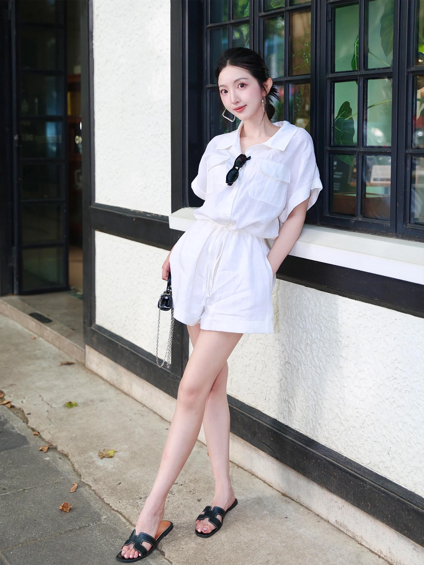 Luźne, eleganckie lniane białe spodnie damskie na lato, wyszczuplające, do pracy lub na co dzień, spodnie z wysokim stanem.