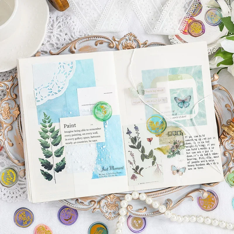 Journamm 40pcs/pack Waterproof PVC Droping Fire Lacquer Stickers DIY Scrapbooking Decor Envelope Creative Sticker Stationery