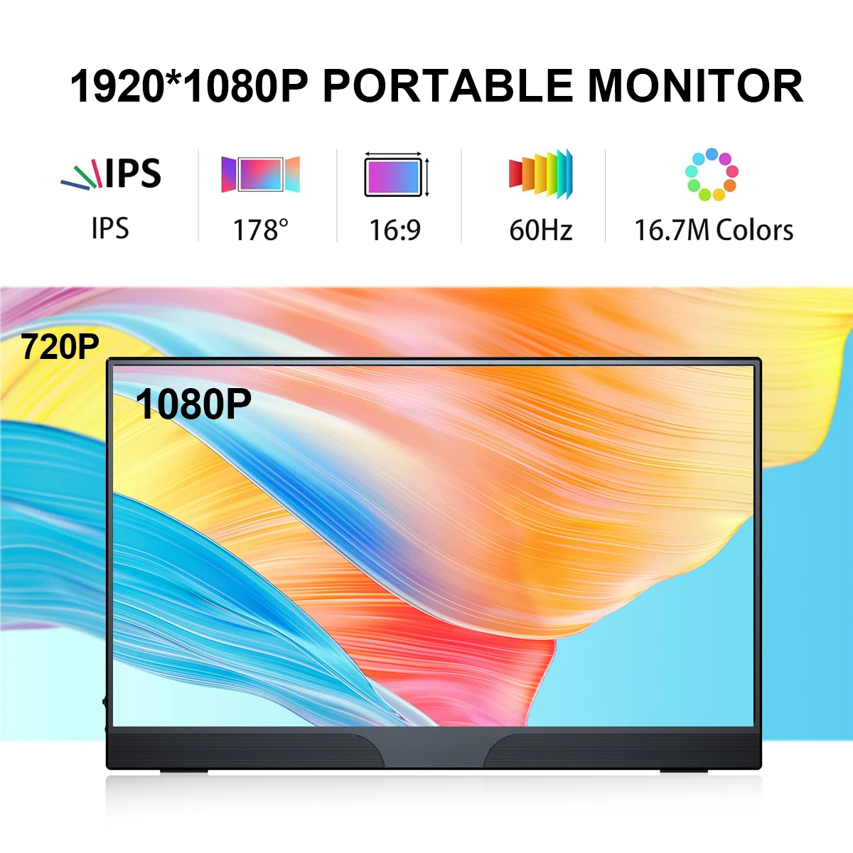 15.6 inch Portable Monitor 1080P FHD IPS 1920X1080 for Switch PS4/5 Game Display Supports HDMI 2 Type-C for Android iphone