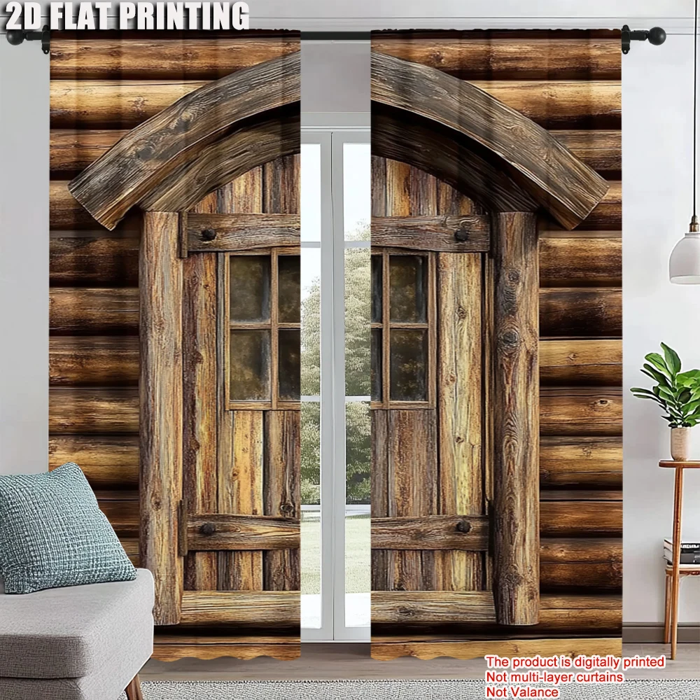 

2pc, Window Treatment Curtains a rustic, curtained cabin. 100% Polyester,Without Electricity Family Party Suitable for Window