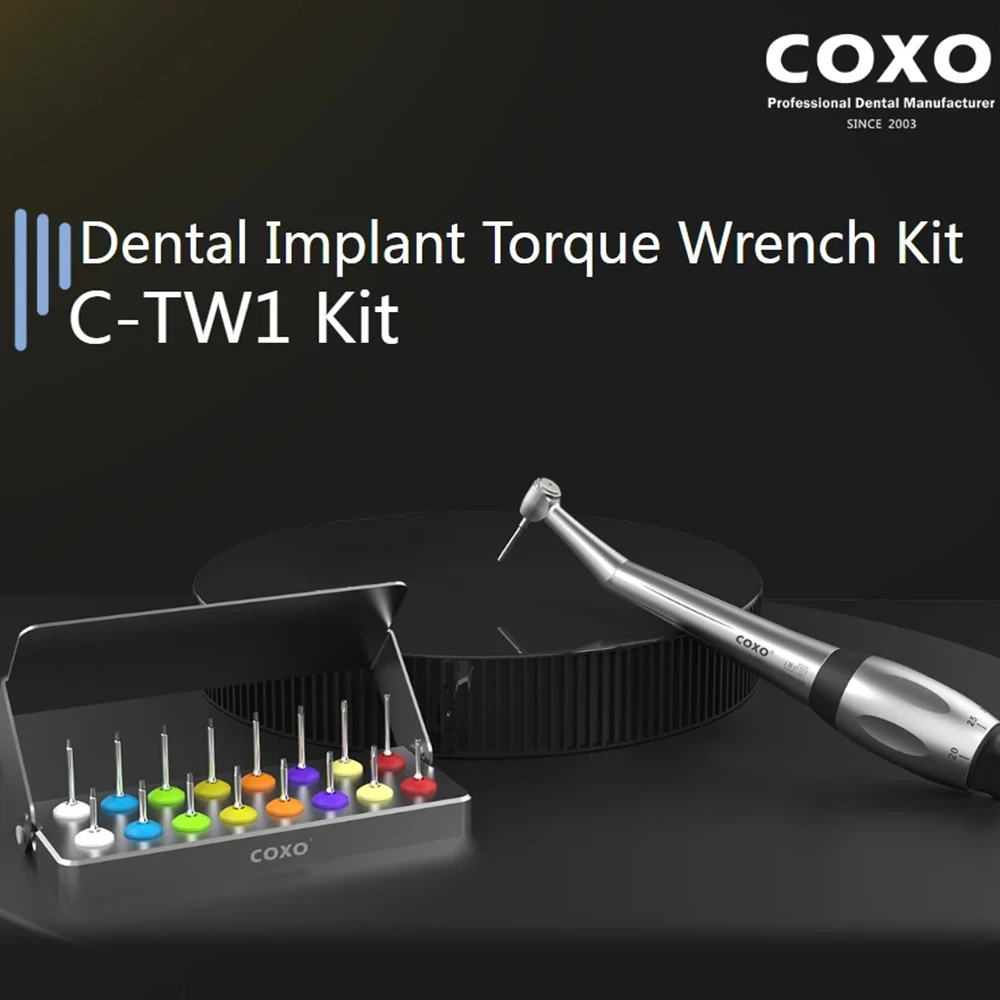 COXO C-TW1-llave dinamométrica para implantes dentales, pieza de mano, cabeza de pestillo de trinquete, 16 controladores de piezas, 5 velocidades, Torque15-35N ajustable, herramientas para dentistas