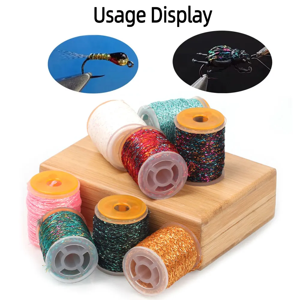 10m/Spool 1mm Holographic Flash Flat Braid Thread Fly Tying Material For Tying Nymph Body Streamer Trout Fishing Flies Lure Bait