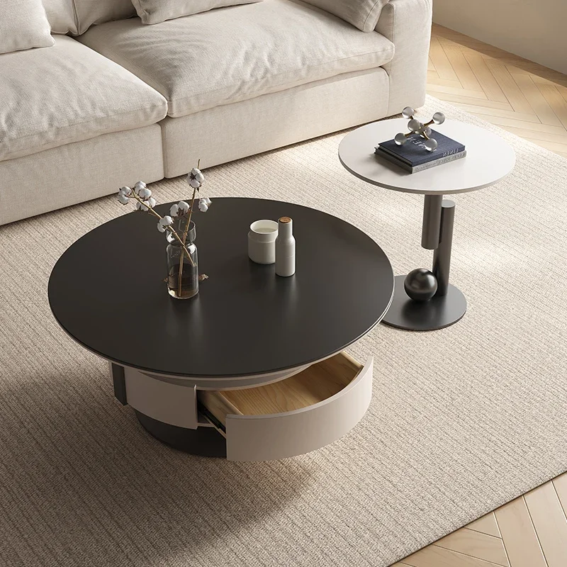 AA minimalist round coffee table combination storage drawer high-end paint round coffee table table