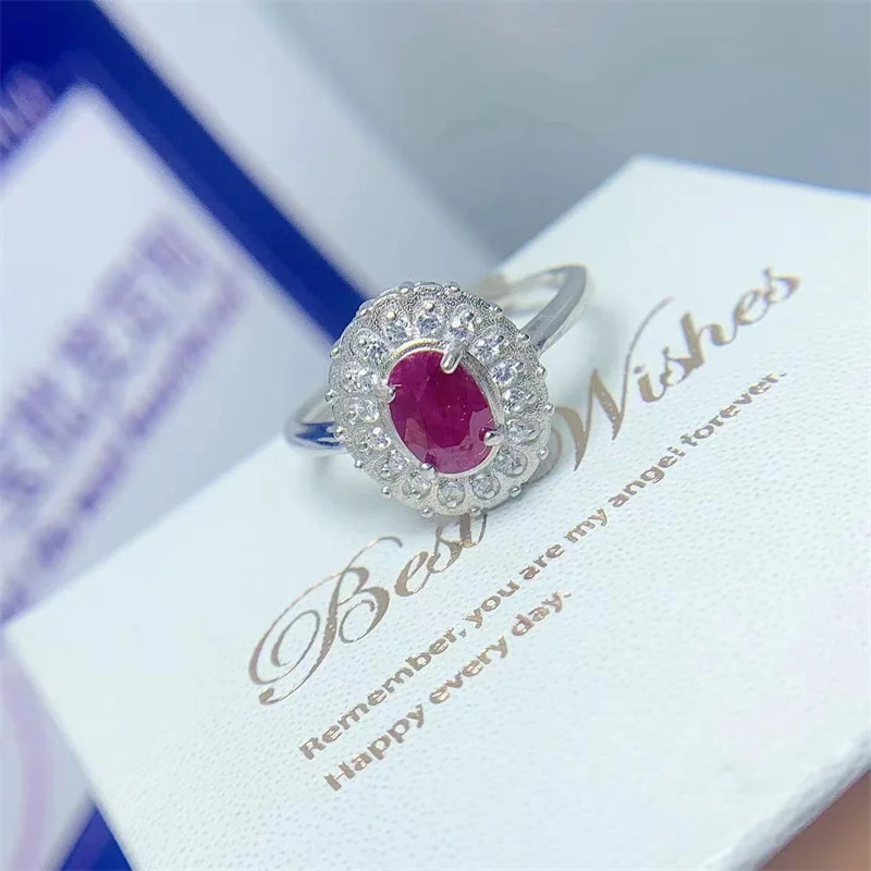 Natural Pigeon Red  Natural Ruby Ring 925 Silver Gemstone  Ring with Certificate