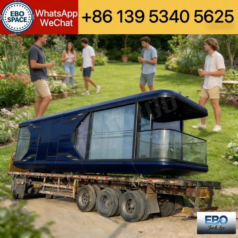 Outdoor prefab 20ft foldable expandable container house villa waterproof compact structure includes kitchen bathroom