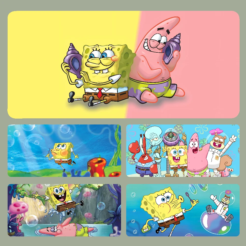 Anime S-SpongeBob Mousepad Large Gaming Mouse Pad LockEdge Thickened Computer Keyboard Table Desk Mat