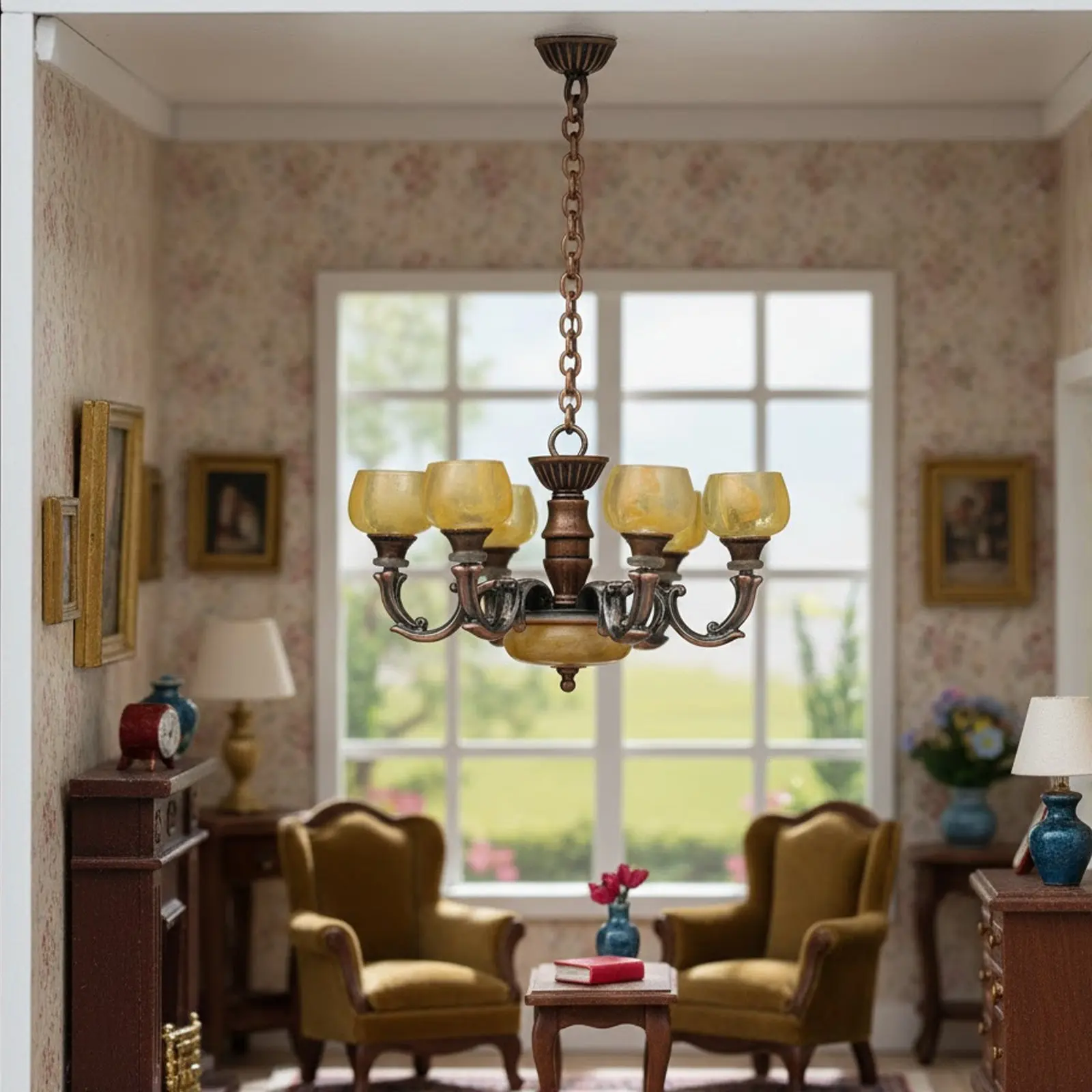 

Miniature Ceiling Lamp 112 Scale Mini House Chandelier Decorative Pendant Light for Micro Landscaping Photo Prop
