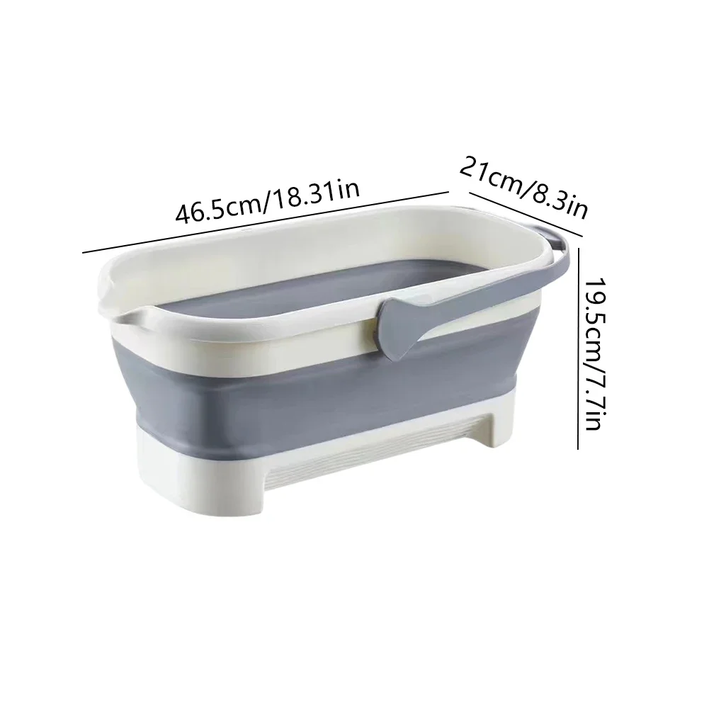 Foldable Mop Bucket Anti-Slip Home Cleaning Supplies Rectangular Handy Baskets with Handle Plastic Washing Basin Large Capacity