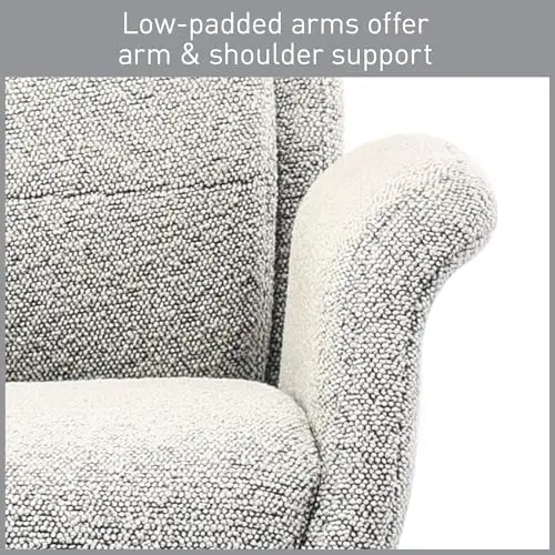 كرسي مكتب تنفيذي عالي الظهر من قماش Pizan Bouclé مريح حديث، رملي فاتح/نيكل مصقول، متوافق مع BIFMA #5