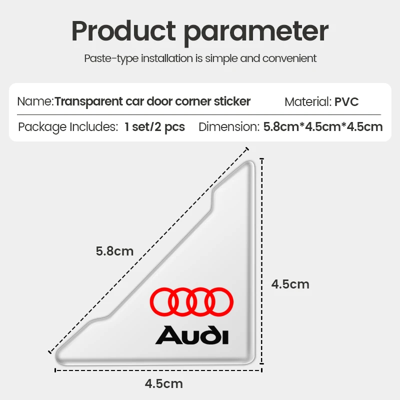 2Pcs Transparent Car Door Corner Cover Anti-Scratch Protection Sticker For Audi A4 A3 A5 A6 A1 A7 A8 Q2 Q3 Q5 Q7 Q8 RS S Line