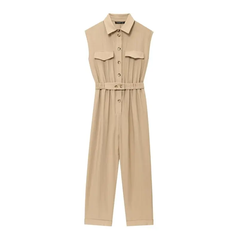 Summer 2025 Women's Svel Design Sensation Matching Waist Belt One-Piece Long Pants Versatile All-Match Faionable Jump...