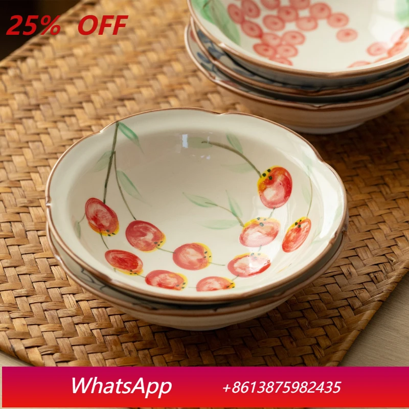 

LTT hand-painted tangcao cherry blossom snack bowl Japanese dish dessert plate household