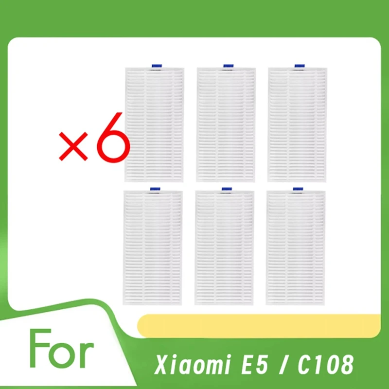 Filtro limpiador para Xiaomi E5 / C108, accesorios para Robot de barrido, piezas de repuesto para limpiador, 6 uds.