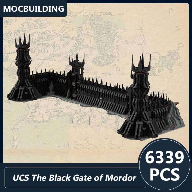 Bloques de construcción de la puerta negra de Mordor, modelo Moc, bloques de construcción ensamblados Diy, juguetes educativos creativos, regalos de colección, 6339 piezas