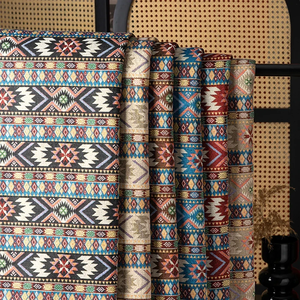 yes148x100cm Jacquard Fabric Sofa Cover Cloth Handmade Tablecloth Geometric Pattern Ethnic Fabrics DIY Clothing Sewing Supplies