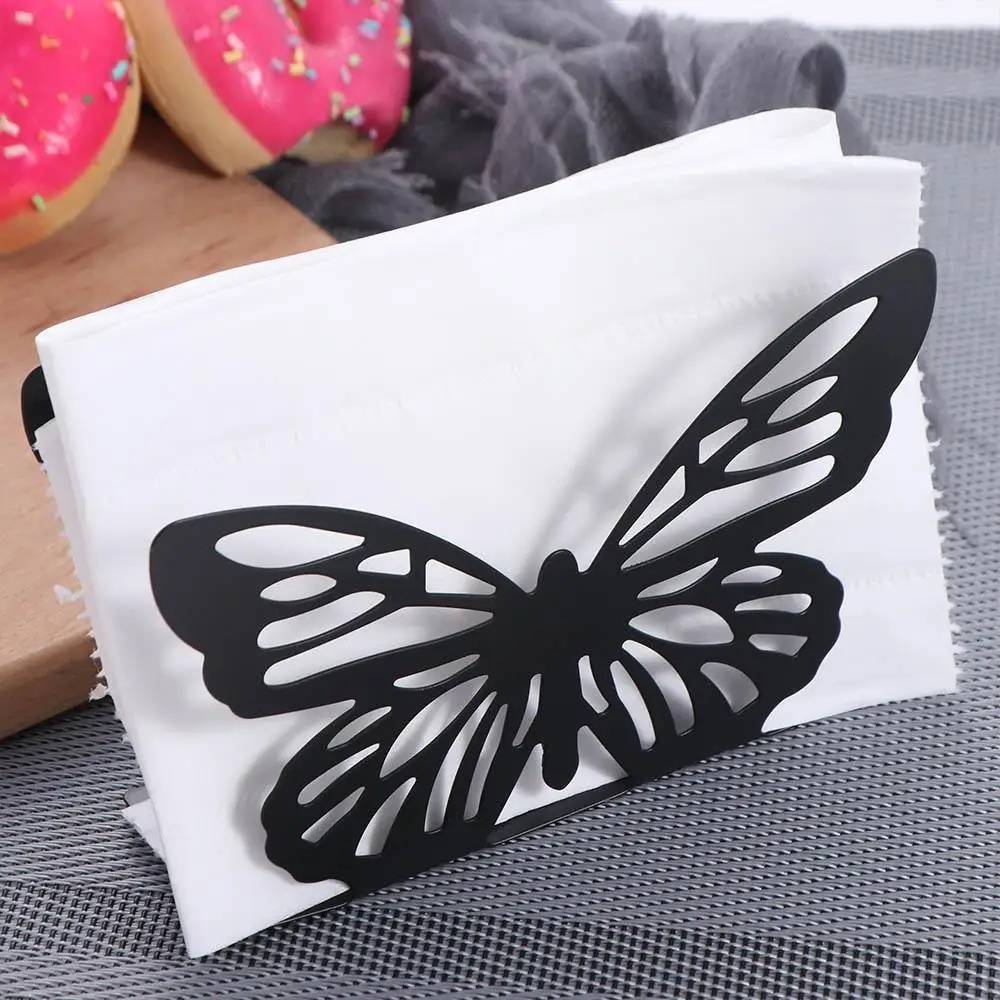 Spray Molding Butterfly Shaped Tissue Holder Creative Easy To Clean Iron Tissue Holder Waterproof Decoration Napkin Storage Rack