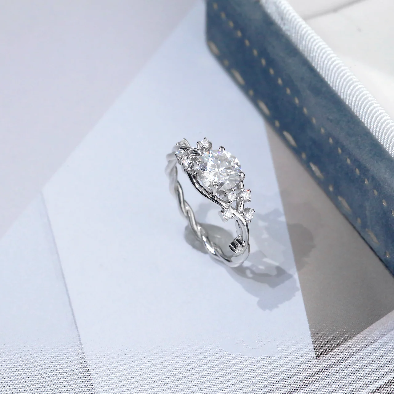 

Wisteria Flower Ring for Women, 1CT Moissanite Main Stone, S925 Sterling Silver, Hypoallergenic, Elegant Women's Jewelry Gift