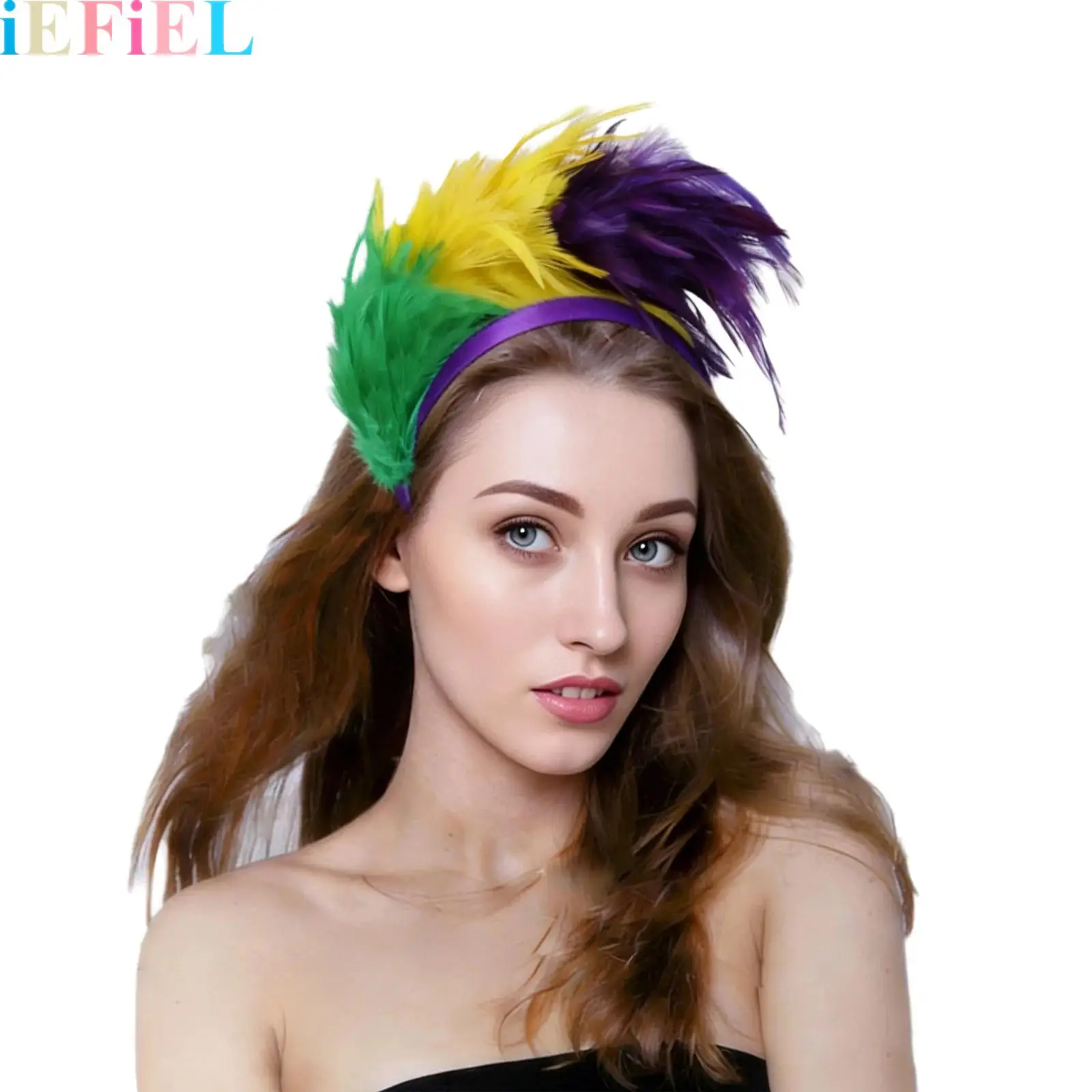 

1920s Feathered Headband Mardi Gras Headband for Women Headpiece Hair Hoop for Fancy Ball Festival Parties