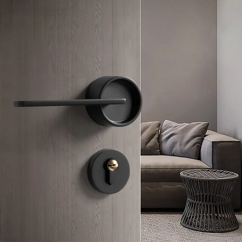 

Nordic Style Magnetic Door Lock, Silent Antique Brass Bedroom Interior Door Handle, Modern Minimalist for Wooden Doors