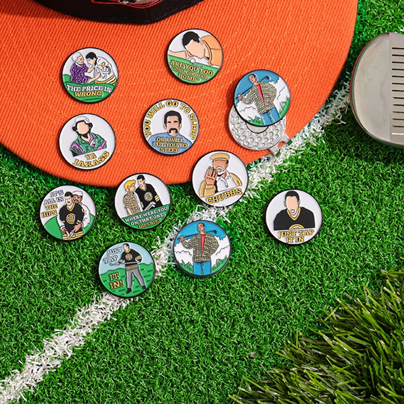 Just Tap It In Golf Cap Magnetic Clip Cartoon Creative Golf Ball Marker Brooches Baseball Hat Adsorption Patch Clip Accessories