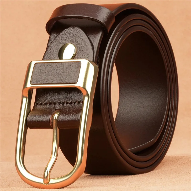 OYIFAN High quality belt for men 3.8cm pin buckle belt Men\'s Leather Belt Jeans Waistband Brown Leather Belt Men