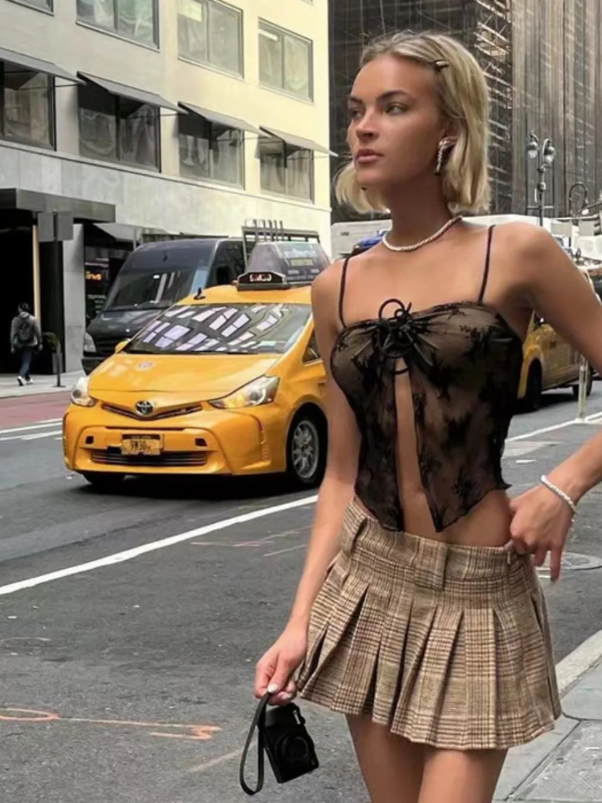 

Ретро-юбка в американском студенческом стиле с низкой талией, в клетку, женская, А-силуэт, осенняя, модная короткая юбка из полиэстера