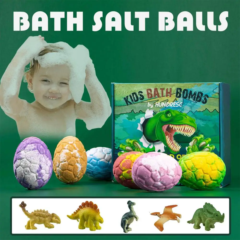 6PCS/SET Dinosaur Egg Adventure Bath Bomb Within Random Dinosaur Toy Moisturize, Stress Relief Cleasing Bathing Ball view 4