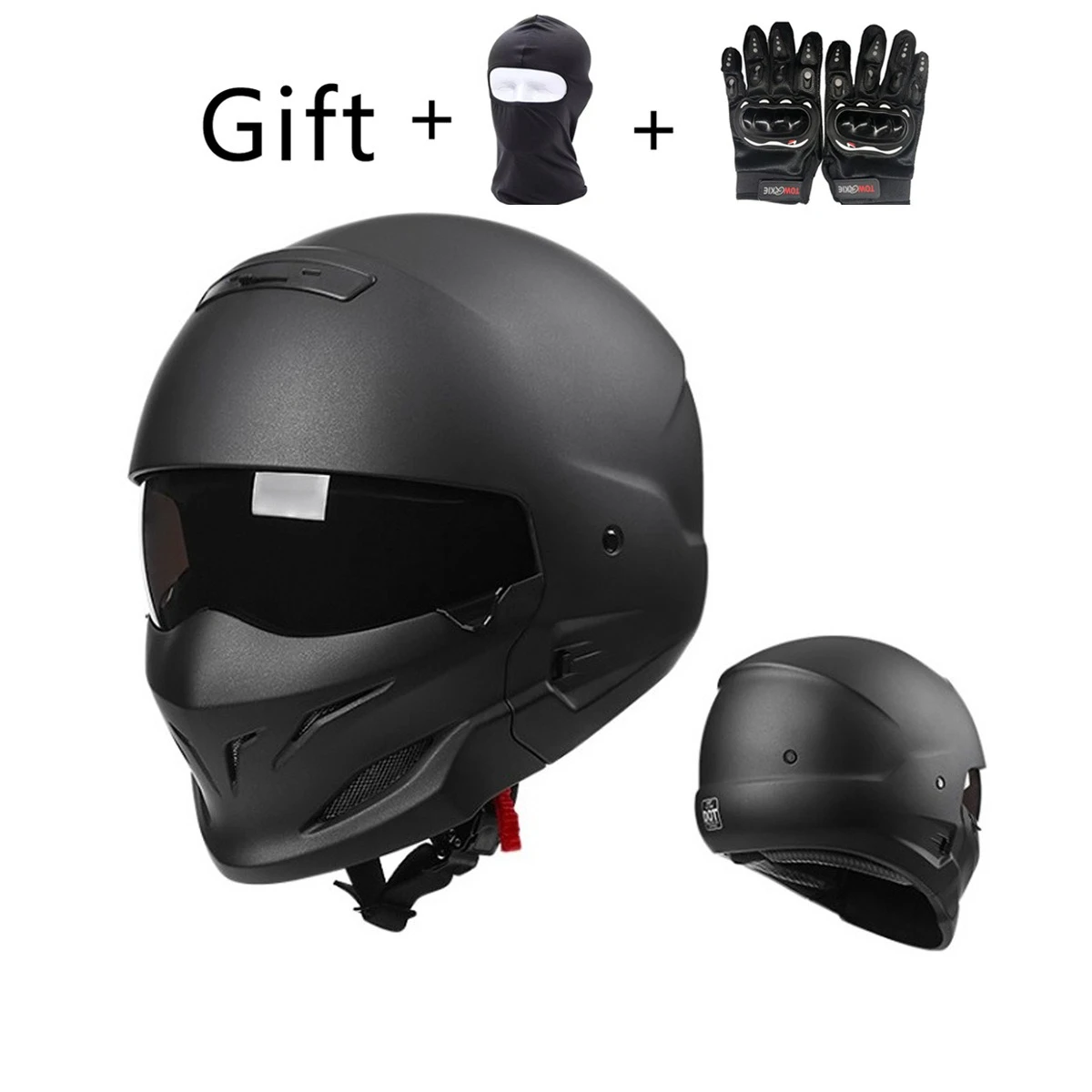 

Black Scorpion Helmet Retro Combination Helmet Summer Biking Motor Half Helmet Sun Protection Lens Breathable Lining casco moto