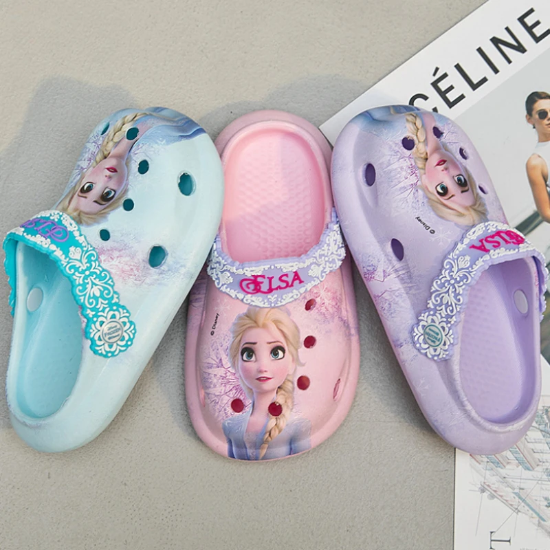 Disney Princess Sofia Elsa Summer Children's Slipper Kids Sandals Girls Fashion Garden Shoes Waterproof Slippers Hole Shoes