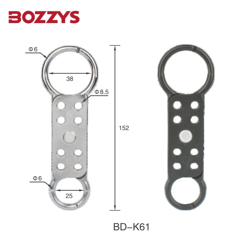 

BOZZYS 1in and 1-1/2in Dual Jaw Clearance Aluminum Lockout Hasp for Multiperson Management of Industrial Lockout Tagout BD-K61