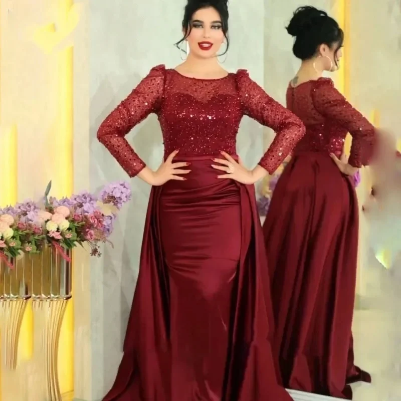 

JDY Custom Royal Blue Floor Length Evening Dress Wedding Party Long Sleeve Sequin Formal Prom Gown Dubai Party Dress