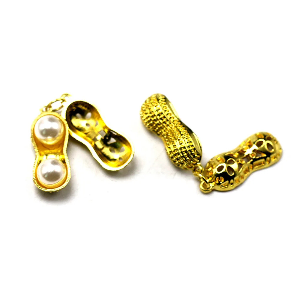 

10pcs Pearl Peanut Pendant Alloy Charm Simple Stylish Unique Shape Design Fashion Jewelry Making DIY Accessories