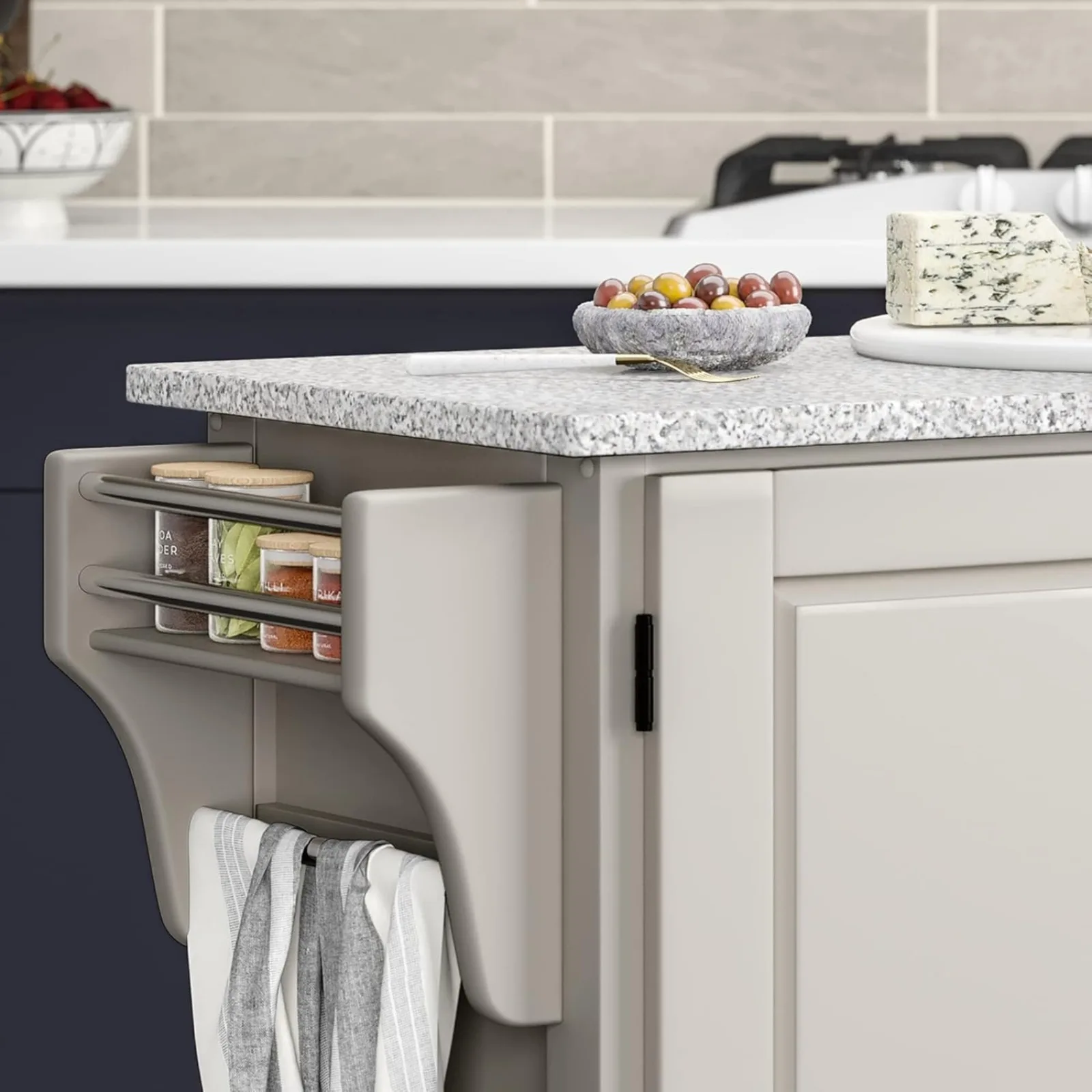 US Create-a-Cart White 2 Door Cabinet Kitchen Cart with Salt and Pepper Granite Top by Home Styles