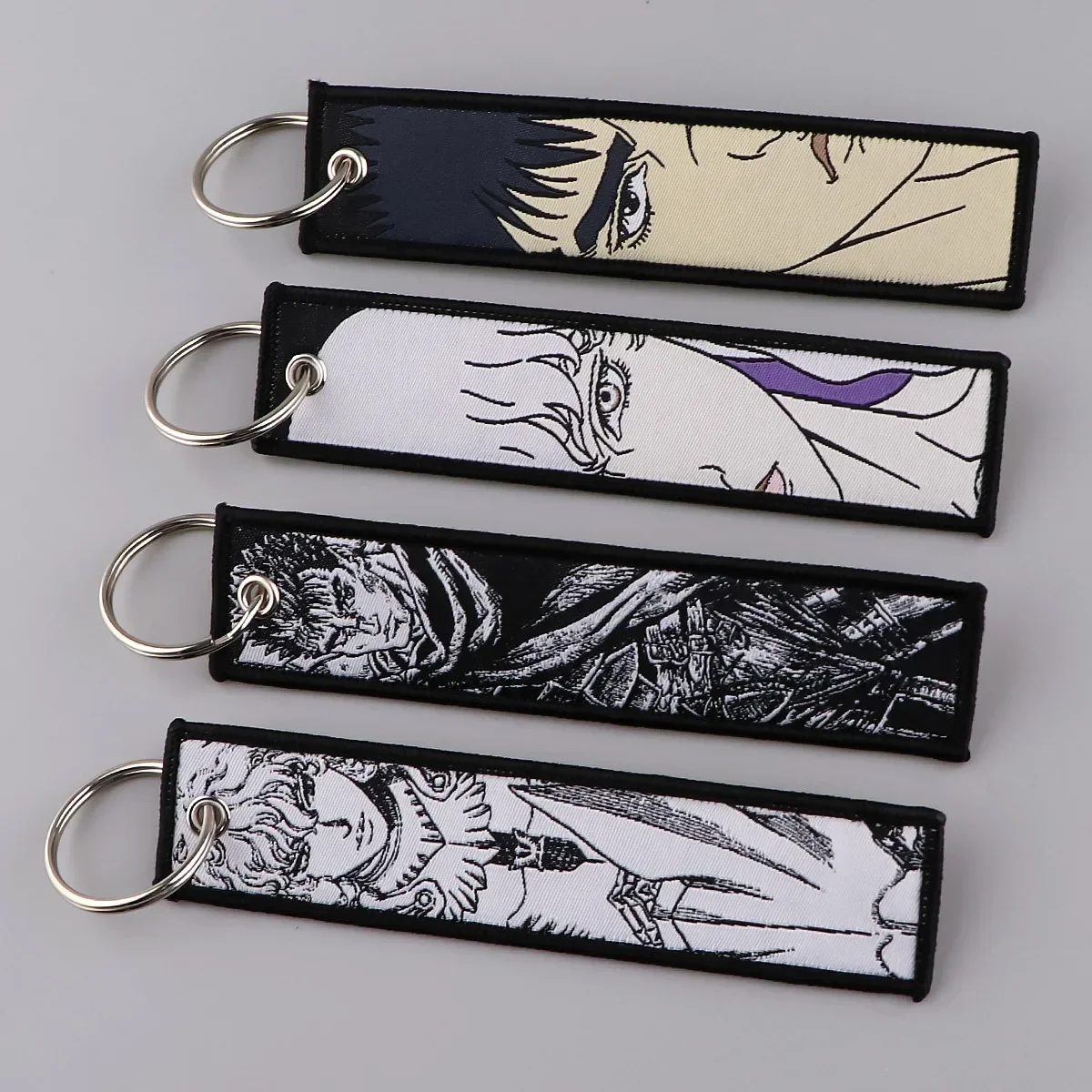 Anime JoJo Bizarre Berserker Cute Girl Chain Jet Tags Embroidery Key Fobs for Motorcycles Cars Bag Backpack Keychain Key Ring