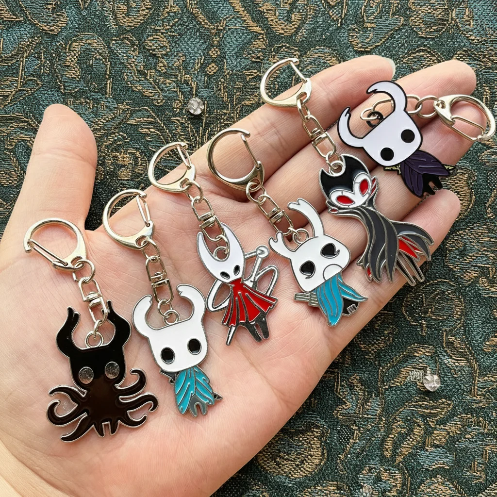 Chaveiro Hollow Knight Silksong, Conjunto de 6 Peças com Chaveiro de Osso e Chaveiro Rei Pálido para Homens, Acessórios de Videogame, Chaveiro para Carro