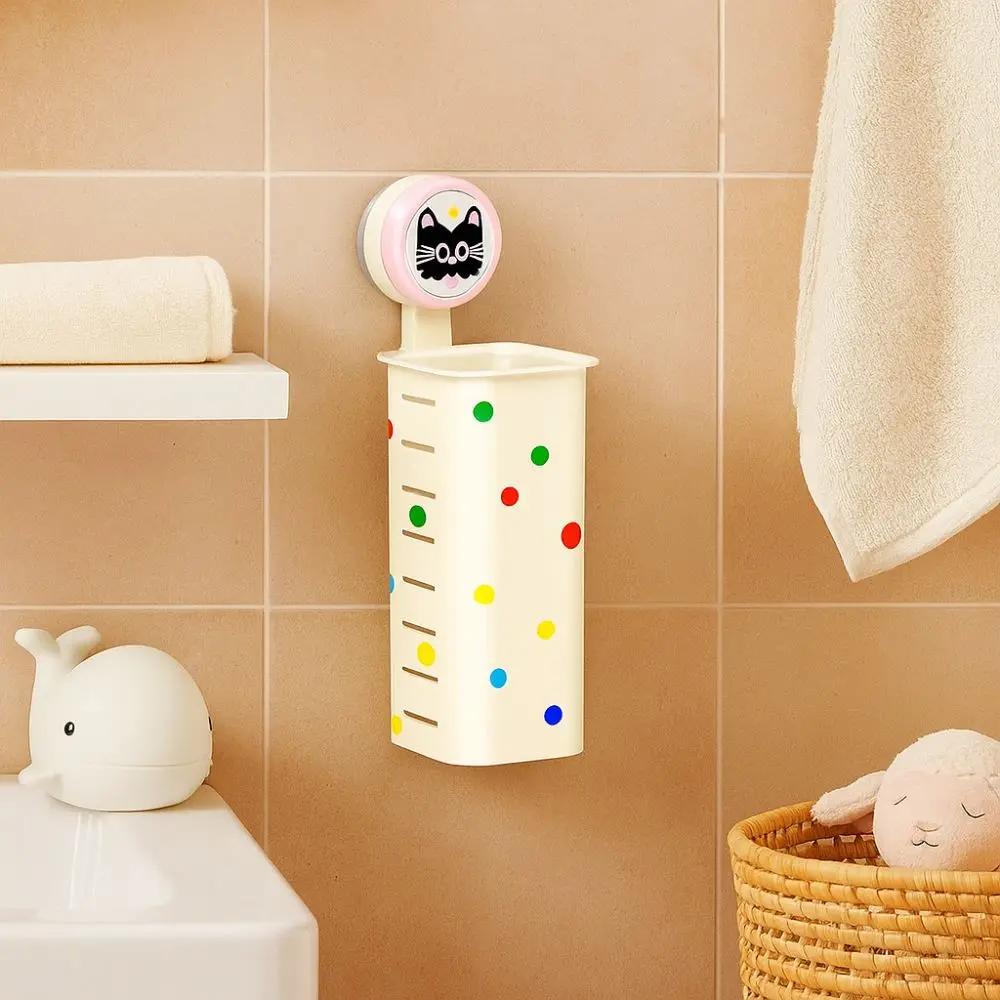 

Cartoon Curling Iron Storage Rack Hollow Out Space Saving Wall Mounted Storage Shelf No Punching Plastic Suction Cup Storage Box
