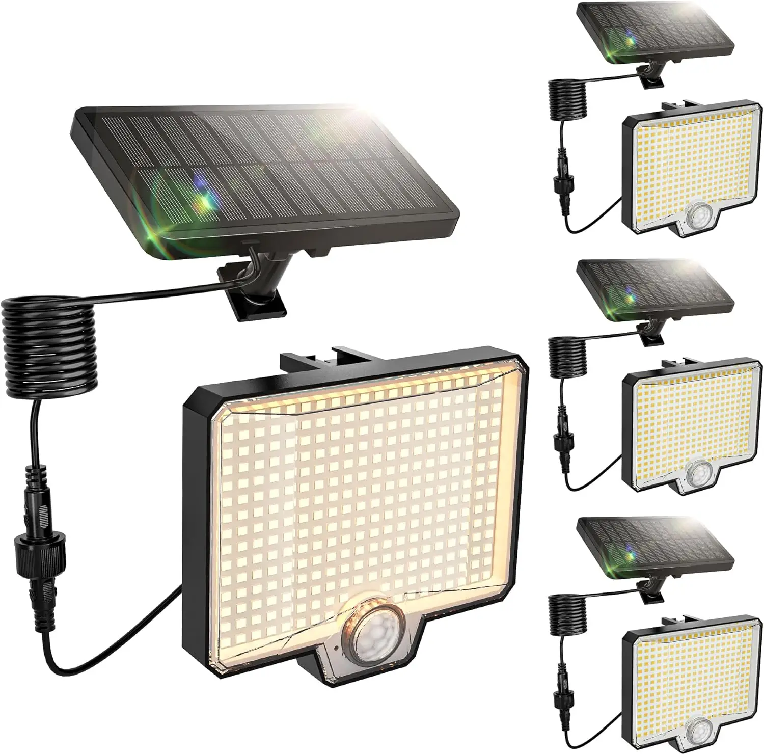 

Solar Flood Lights Outdoor, 294 LED Motion Sensor, IP67 Waterproof, 3000LM, Adjustable Angle, 4-Pack, 4000K