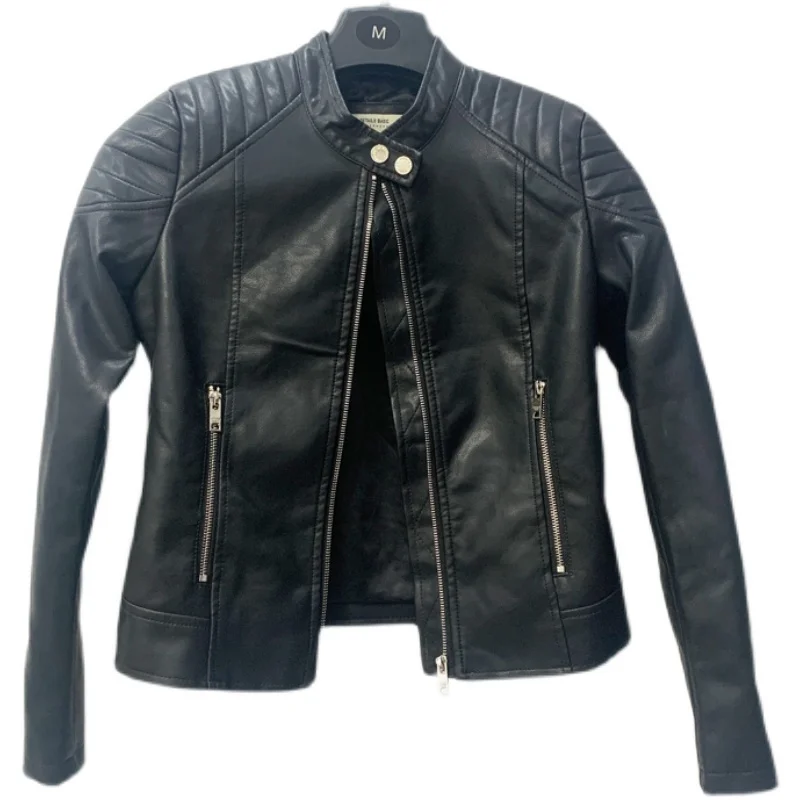 Slim Fit ort Leder Jaet Bla Long Sve Zipper Street Sle Faionable Motorrad Mantel Herbst Winter Neue Ankunft