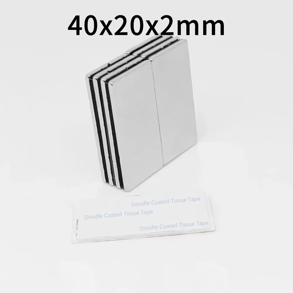 40x20x2mm Block Starke Leistungsstarke Magnete Mit Selbstklebeband 40*20*2 Lange Neodym Magnet Blatt 20x10x2 20x10x1 30*10*1